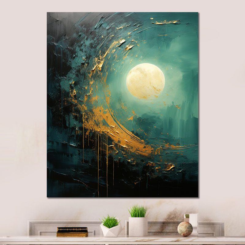 «Moon Emerald Eclipse Serenity» sur métal, H 32 po x l 16 po
