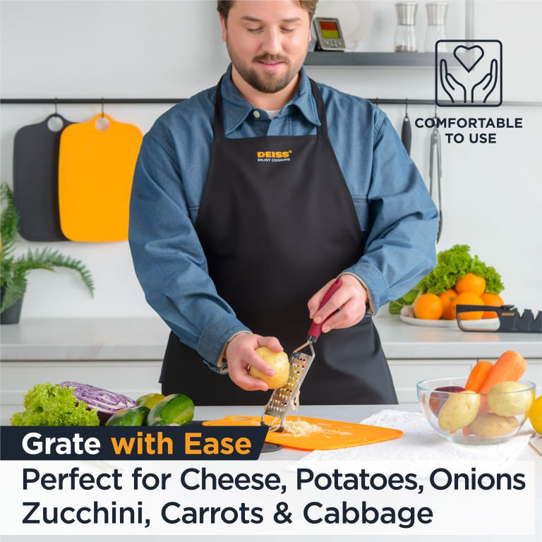 Râpe à gros grains Deiss Pro Pro - Râpe à fromage en acier inoxydable pour cuisine, Rouge
