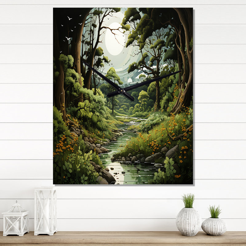 Horloge murale moderne Forest Whispering Woods Pastoral I, H 40 po x l 30 po x P 1 po