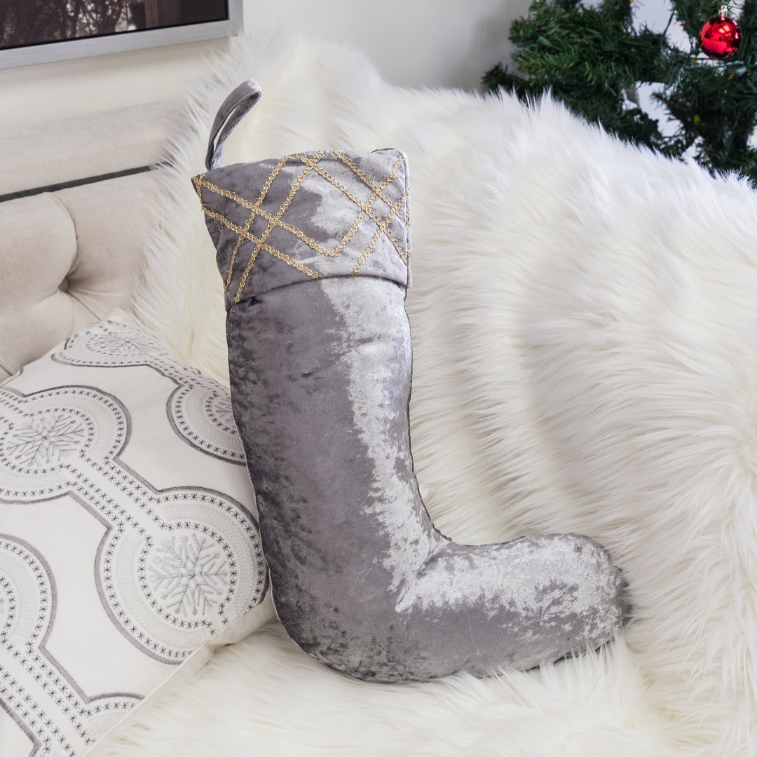 Christmas Sequin Embroidered Velvet Xmas Sock Stocking Etta Avenue™ 