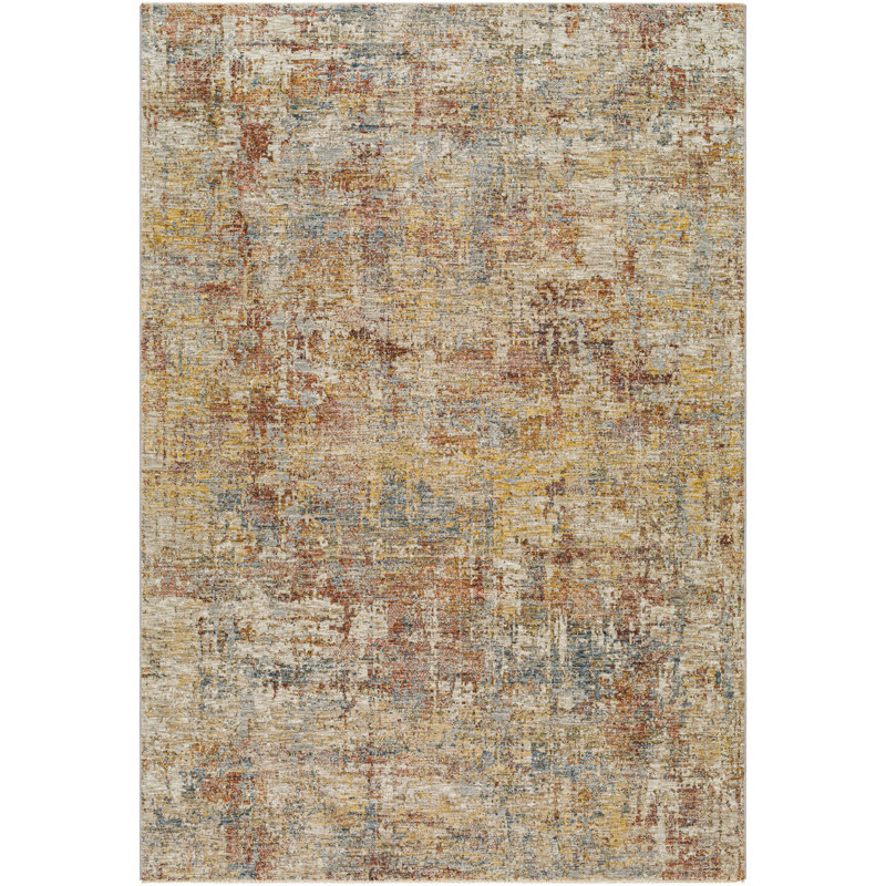 Tapis abstrait rouille tissé à la machine Pellerin, Tapis de couloir 2 pi 7 po x 10 pi