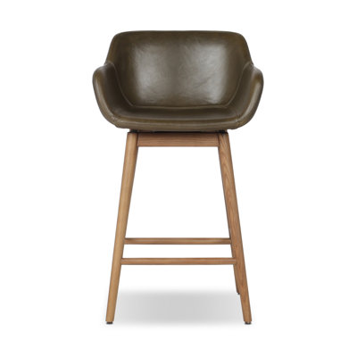 Bahari Swivel Leather Stool by Birch Lane