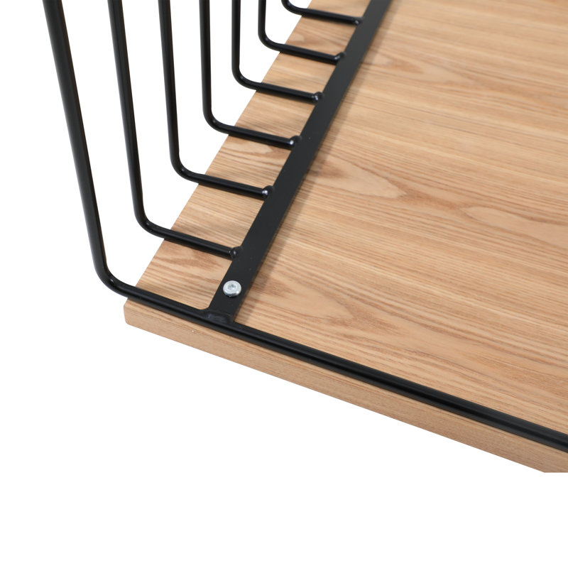 Table basse Walden - Plateau en placage de bois de frêne avec base en acier thermolaqué, Noir