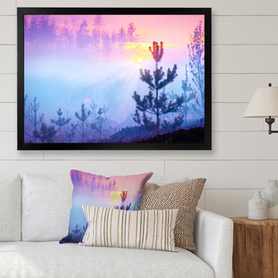 «Nature Sunrise Foggy Landscape», art mural sur toile traditionnel