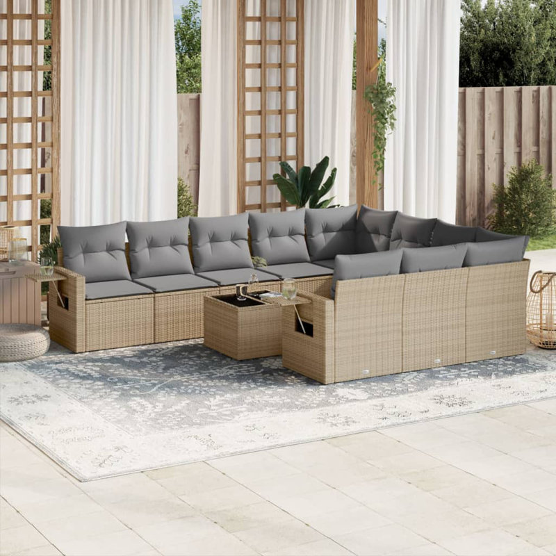  Ensemble de canapé de jardin modulaire en PE rotin beige