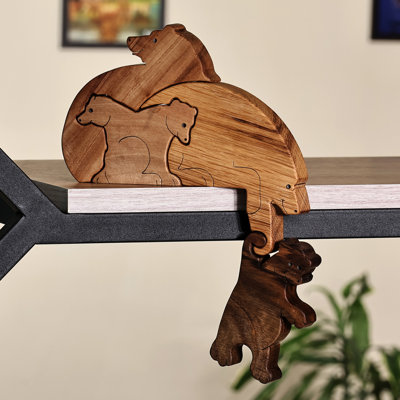 Astoria Grand Handmade Bear Bond Wood Puzzle Sculpture (4 Pieces)
