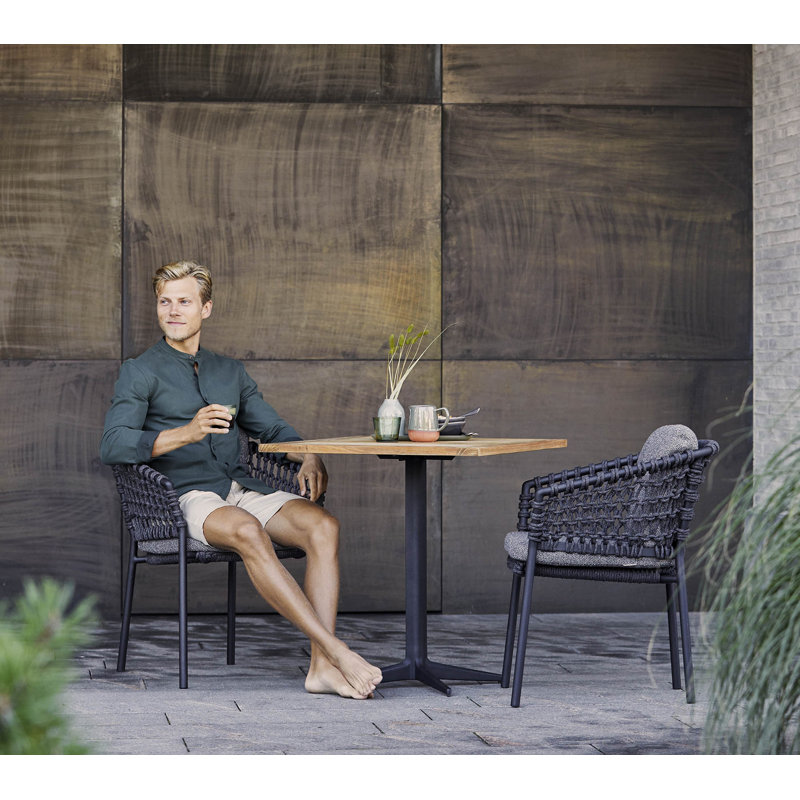 Ocean Wicker Patio Dining Armchair with Cushion, Dark Gray, Dark Gray