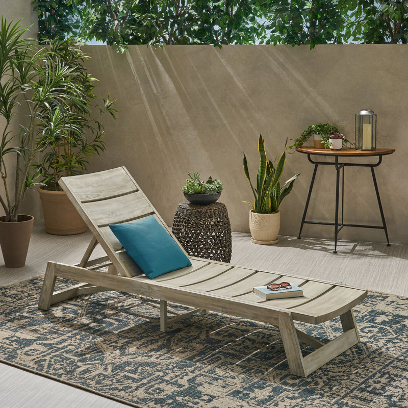 Chaise longue en bois d'acacia avec siège réglable et lambris pour un confort et une durabilité maximaux