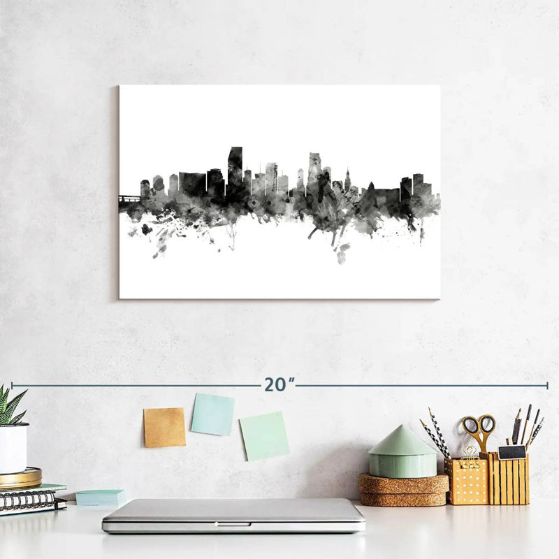 Silhouette de Sirci Miami, Floride, horizon V, H 8 po x l 12 po