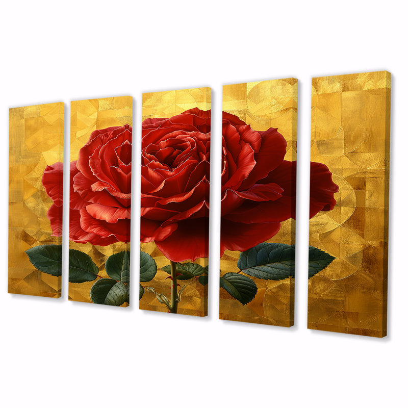 Jaylah - Rose Wall Art Set 5 Piece, 32" H x 80" W