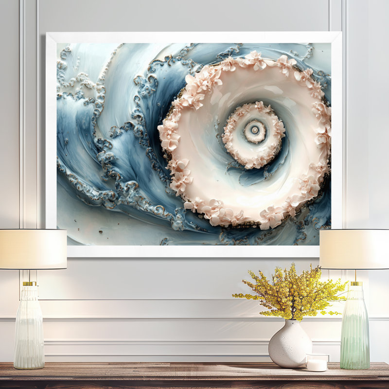 Mechling - Abstract Large Wall Art, H 34 po x l 44 po, Cadre simple, Blanc