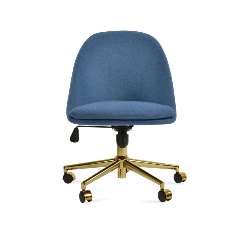Chaise de bureau Avanos, Bleu pétrole, Laine