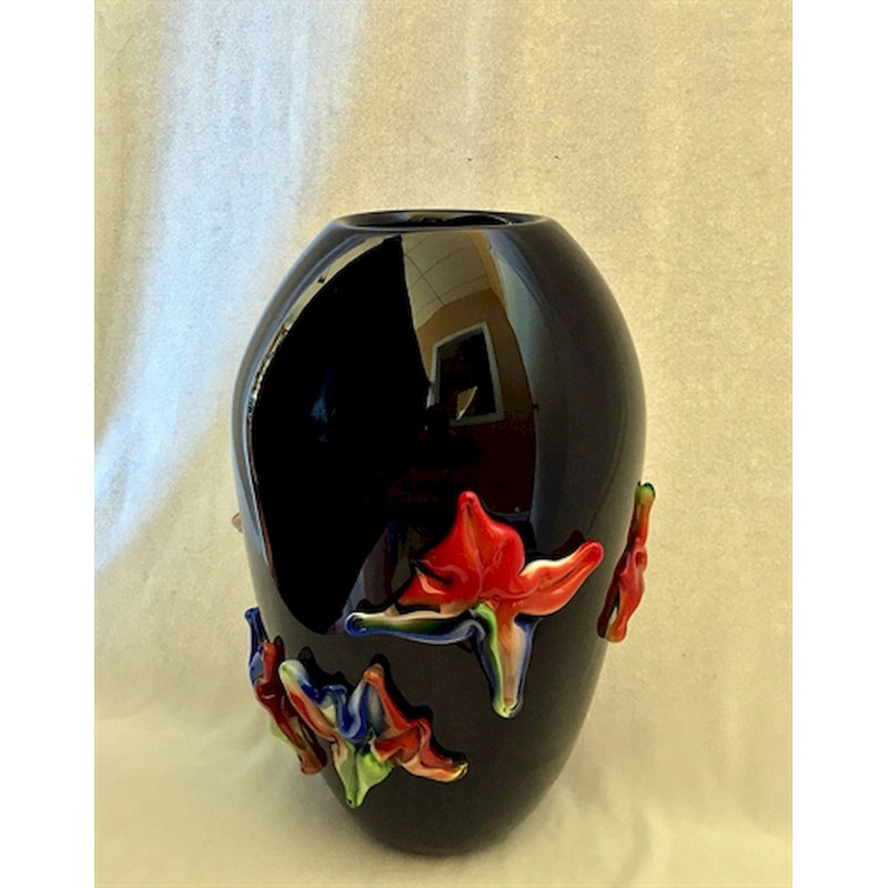 Vase de table en verre noir/rouge 12,5 "afsheen