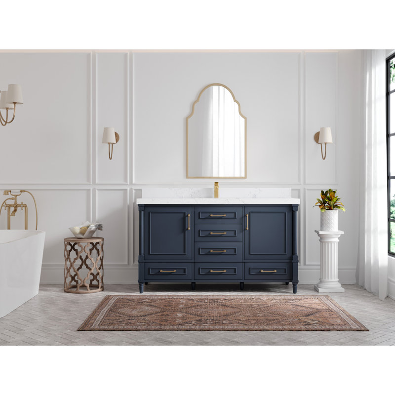 Ensemble de meuble-lavabo simple 60 po Aberdeen, Calacatta Laza, Noir