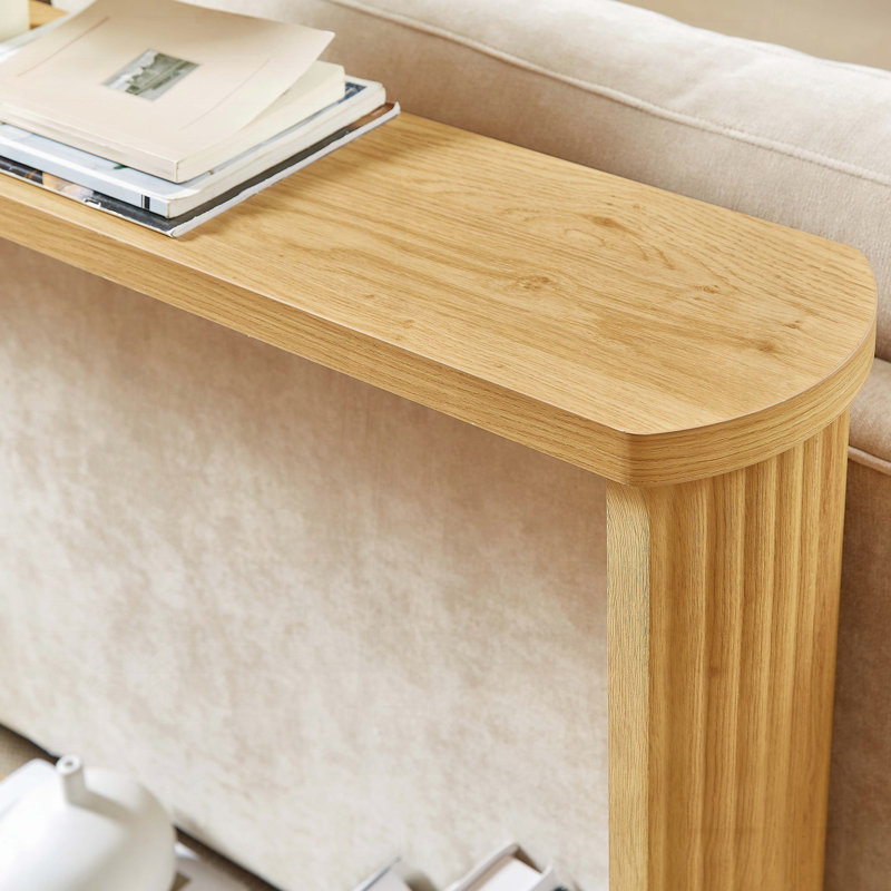 Table console étroite avec texture ondulée - naturel, 70,1 po, Beige