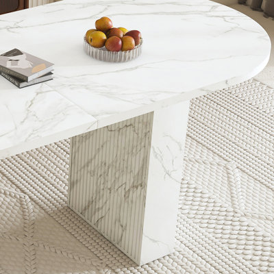 Table de salle à manger ovale, table de salle à manger de style ferme moderne avec surface imperméable et résistante aux égratignures