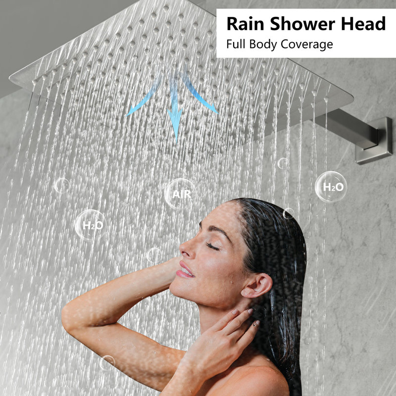 Complete Shower System with Rough in-Valve, Brushed Nickel