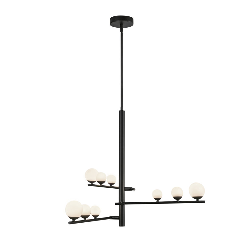 Cypress 3 Arm Opal Glass LED Chandelier, Black