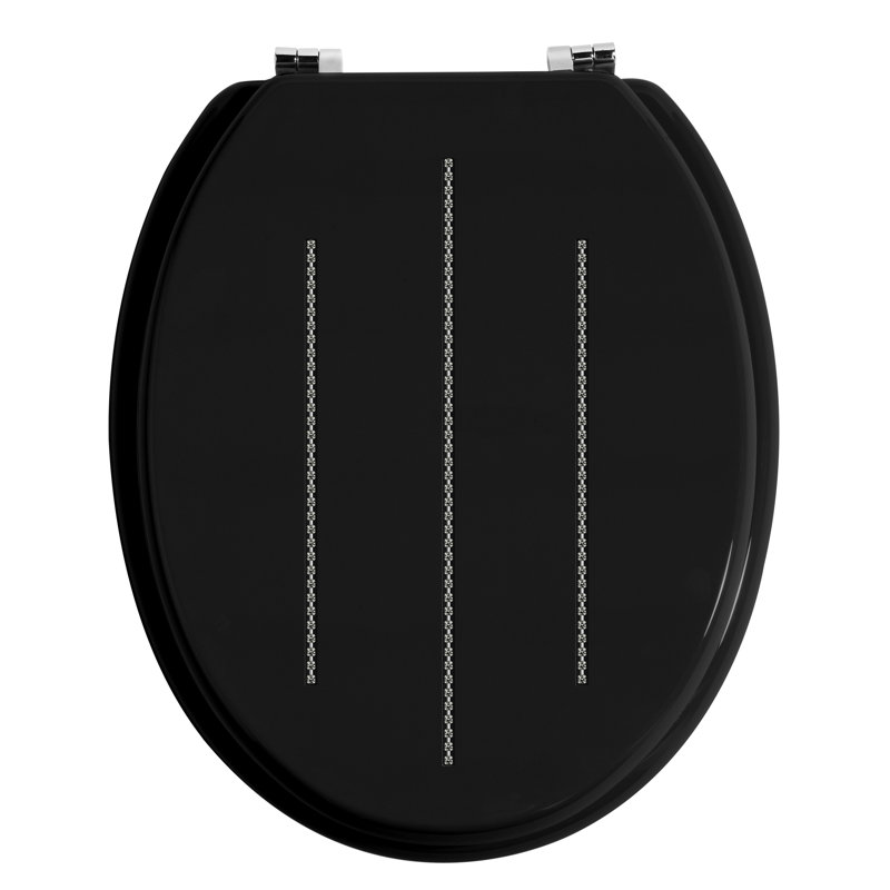 Diamante Elongated Toilet Seat, Black
