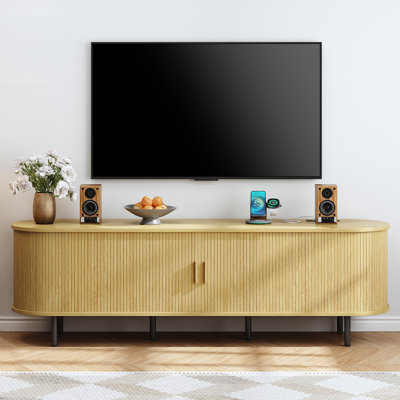 Modern Solid and Manufactured Wood TV Stand for TVs up to 80"