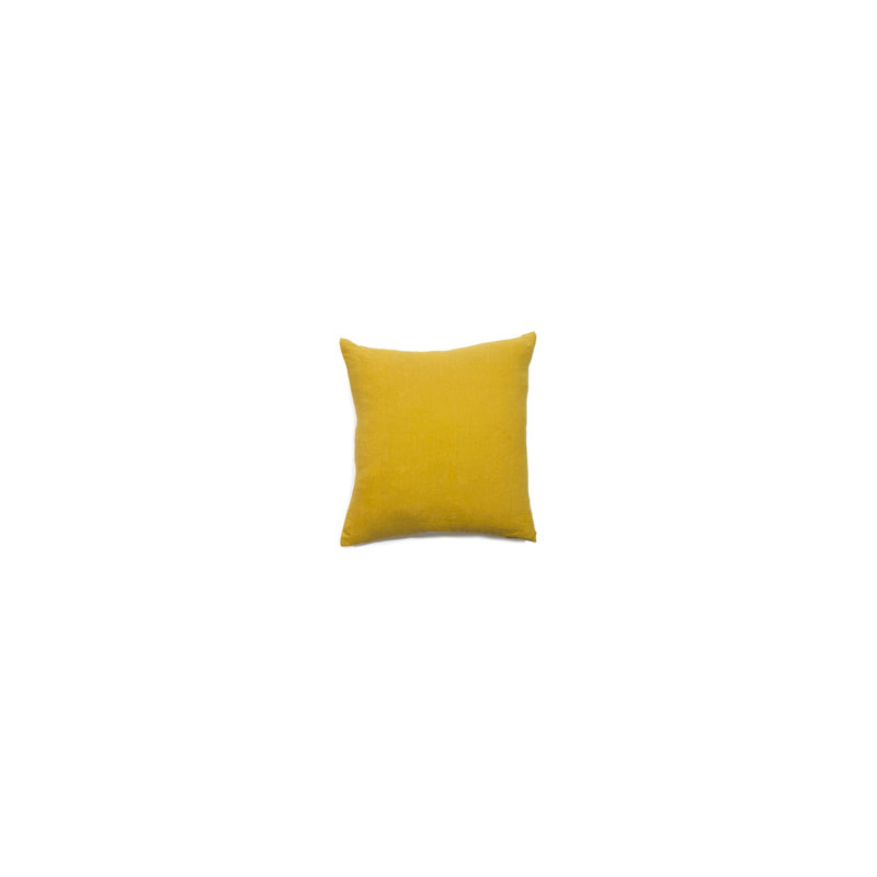 Simple Embroidered Linen Throw Pillow, 18"H x 18"W, Mustard