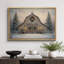 Illustration de Noël grange forêt enneigée, photos de salon, impression sur toile giclée sur toile encadrée-132863592-132863598