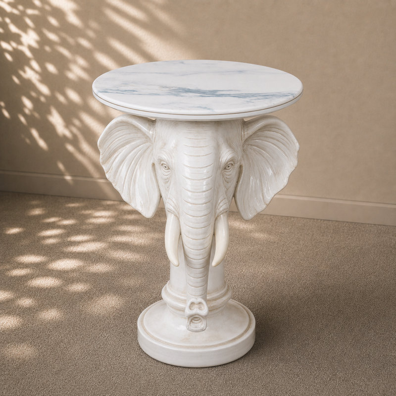 Ivory Elephant Head Side Table