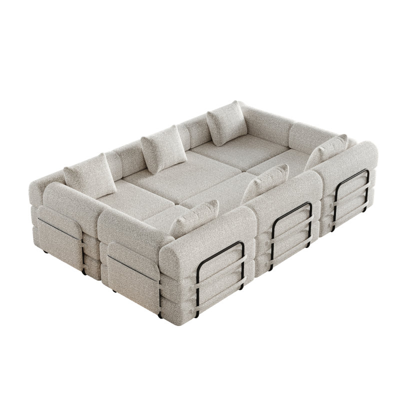 Canapé-lit convertible 6 places, canapé en chenille, équipé de poches de rangement latérales, canapé-lit pliant, convient aux salons, aux chambres à coucher et aux bureaux.