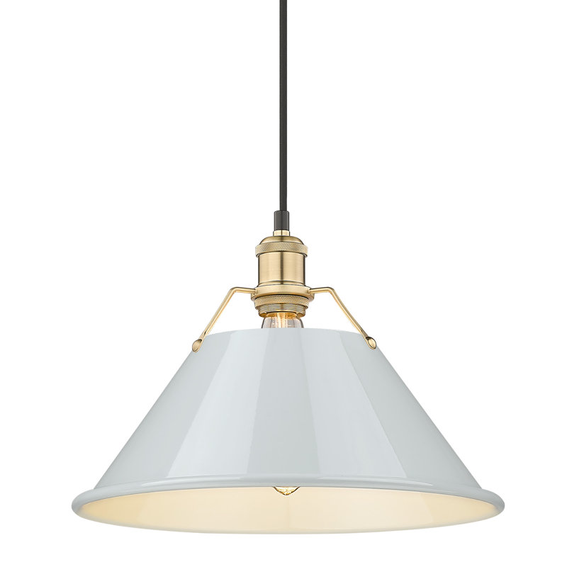 Luminaire suspendu conique à 1 lumière Weatherford, H 131,5 po x l 14 po x P 14 po, Bleu sombre, Bronze champagne brossé