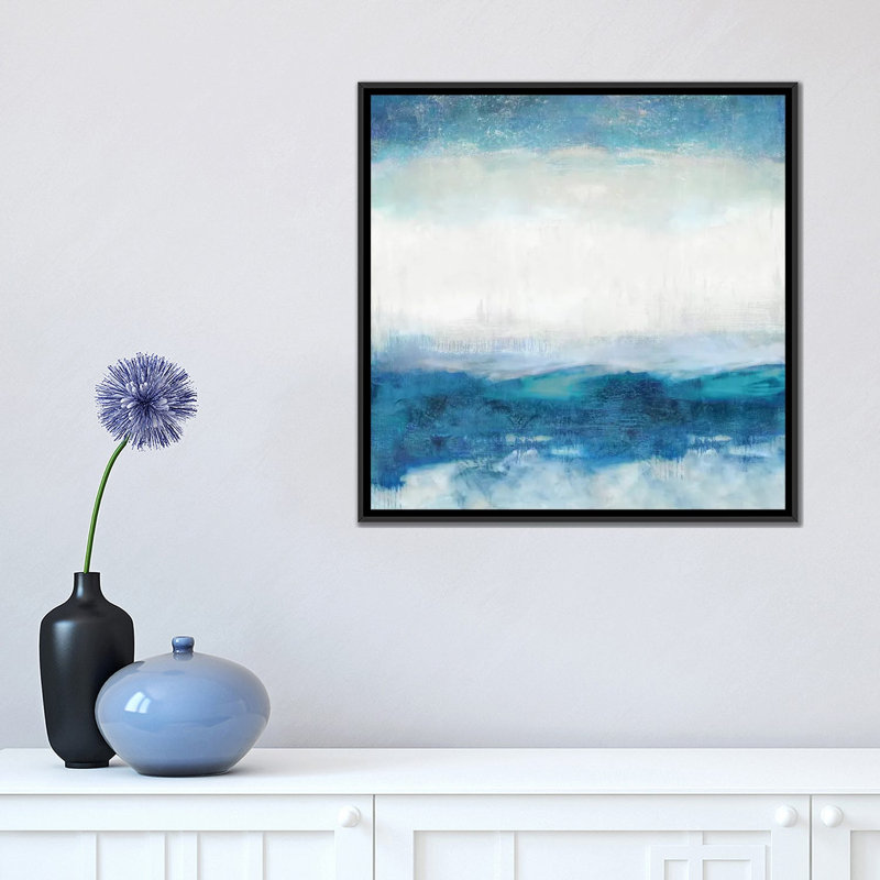 «Aqua Motion», reproduction sur toile, H 18 po x l 18 po x P 1,5 po, Toile encadrée noire, Pas de tapis
