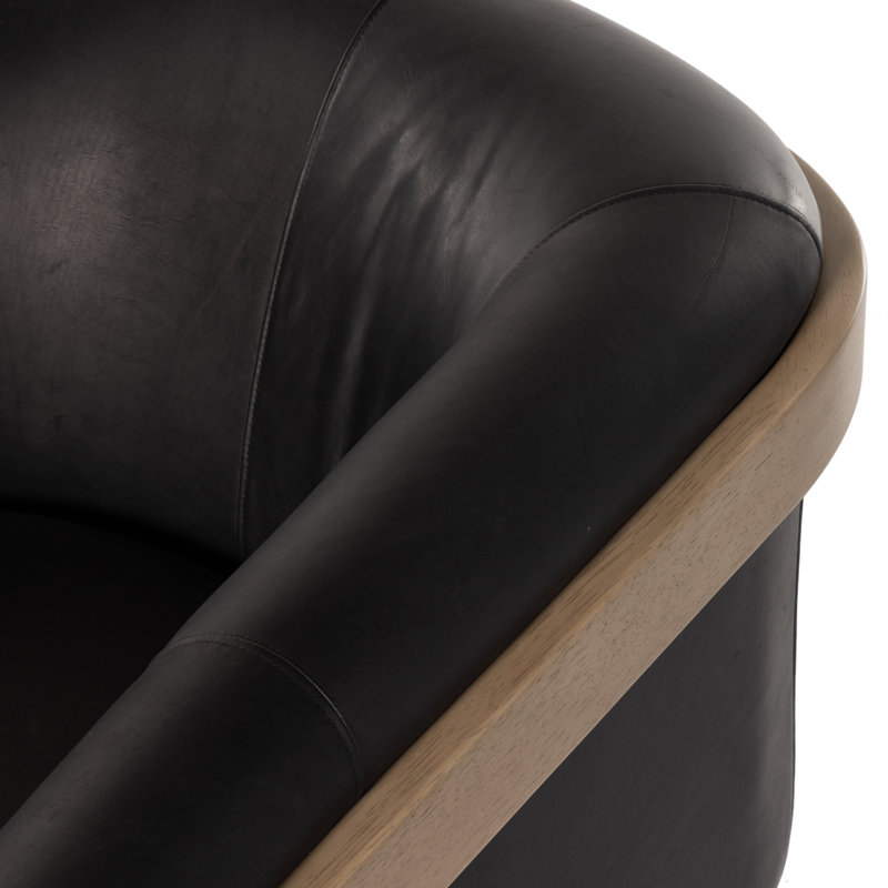 Etta Chair-Winchester Beige, Heirloom Black Genuine Leather