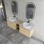 Meuble-lavabo mural 72 po avec lavabo d'art en céramique et 1 tablette de rangement, 4 portes à fermeture en douceur-1017805750-1017805744-1016644973