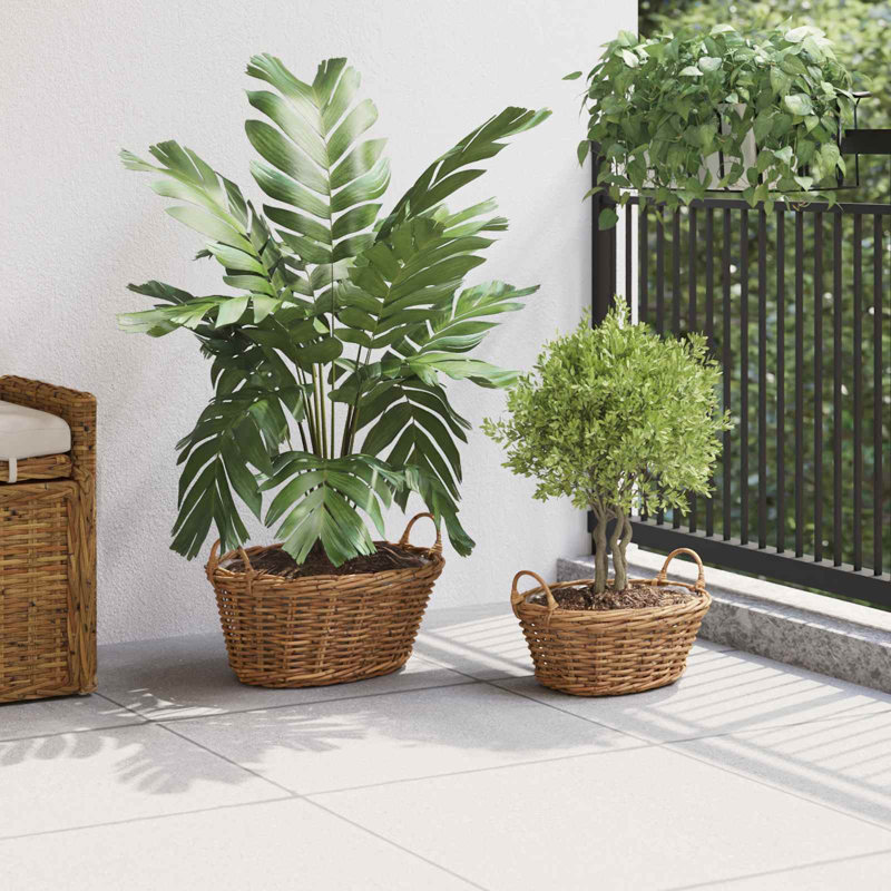  Planter Basket With Storage 2 Pcs Lacak Rattan Decorative Indoor Woven, Brown