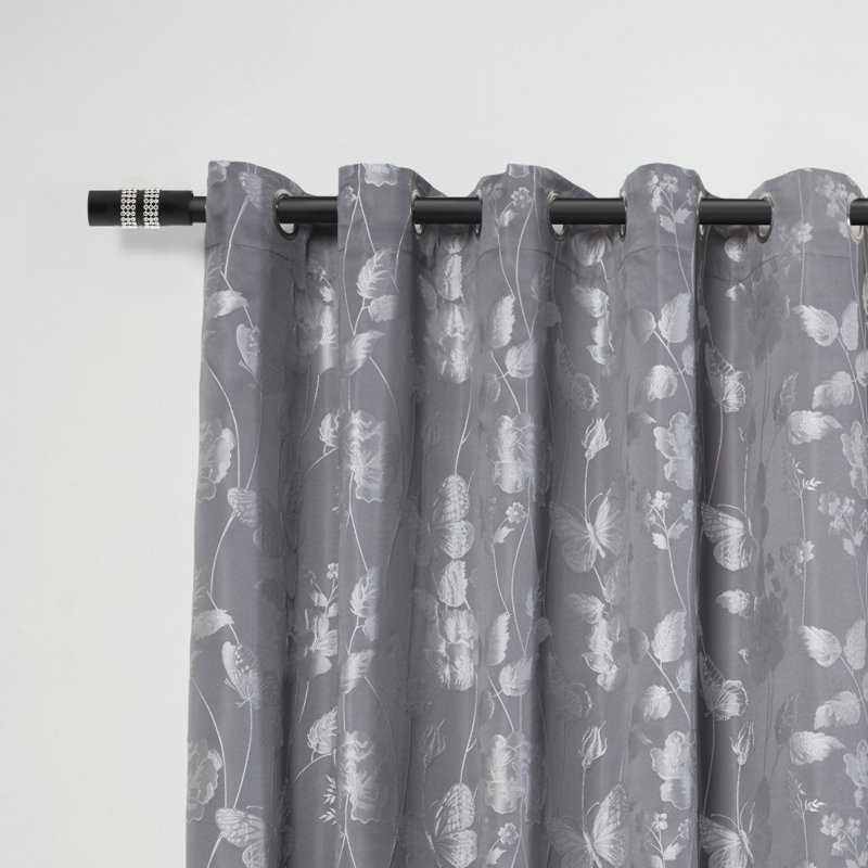 Diamante Chrome Stainless Steel Adjustable 120cm to 210cm 2cm Single Curtain Pole, 1.6 - 3m, Matt Black