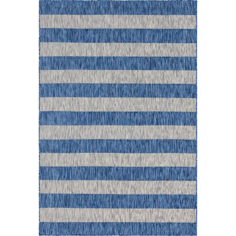 Simoes Striped Indoor / Outdoor Rug, Rectangle 6'1" x 9'