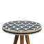 Tabouret de trépied en bois massif à incrustation d'os, noir et blanc-1373155627