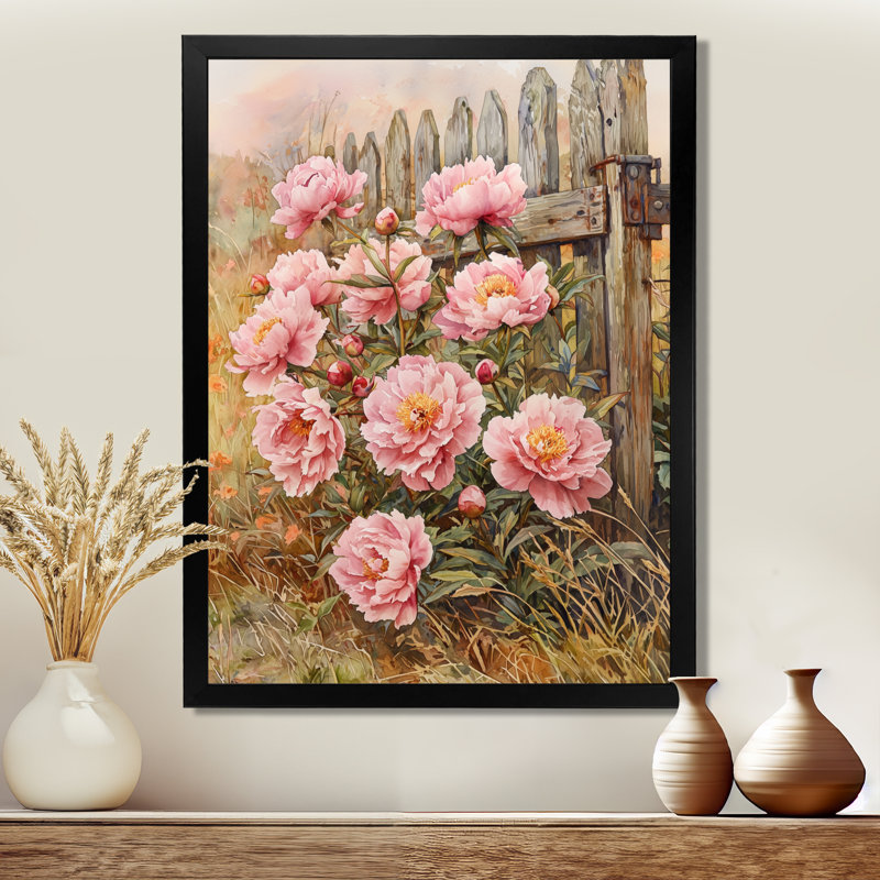 Gahagan - impressions sur toile florales, H 44 po x l 34 po, Picture Framed, Noir, noir, noir, noir