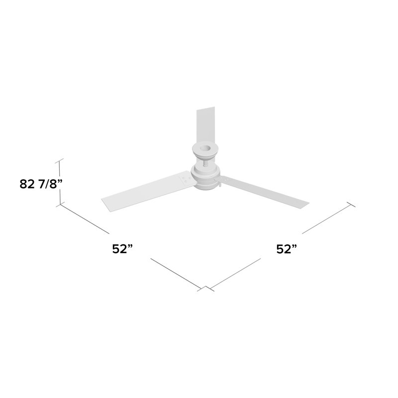 52" Cassius 3 - Blade Outdoor Standard Ceiling Fan with Pull Chain, Matte Black