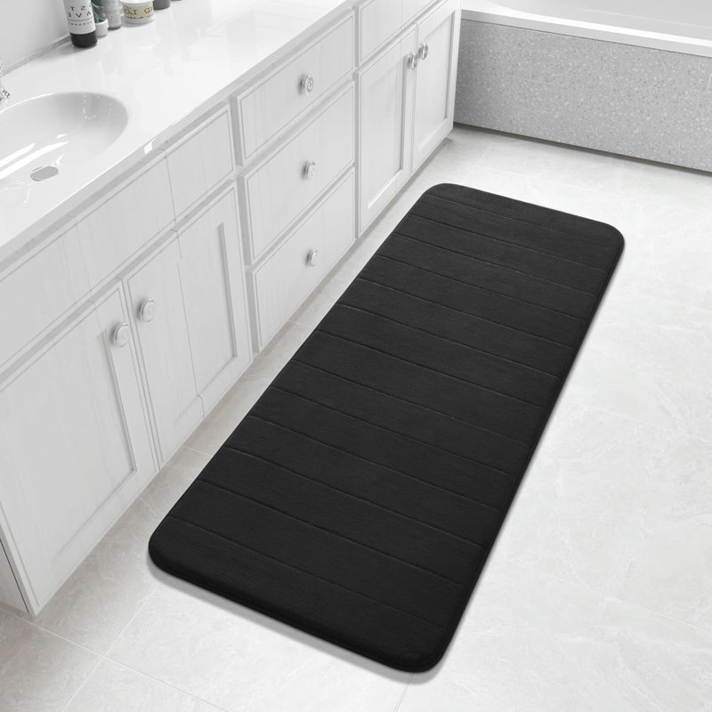 Tapis de bain en mousse viscoélastique lavable à la machine, 55 po x 24 po, Noir