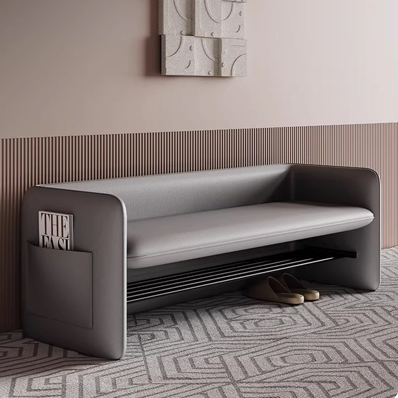 Banc rembourré, Gris clair