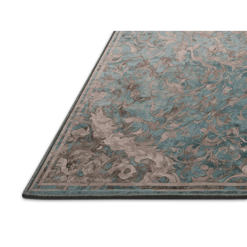 Tapis gris soyeux et moelleux, Rectangle 7 pi x 9 pi