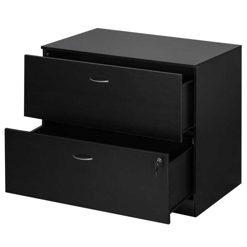 Alviso 30-Inch Wooden Lateral File Cabinet with Two Spacious Drawers, One Lockable - Suitable for Home Office, Offering Ample Space for Documents, Supplies, and Printer Stand Needs
