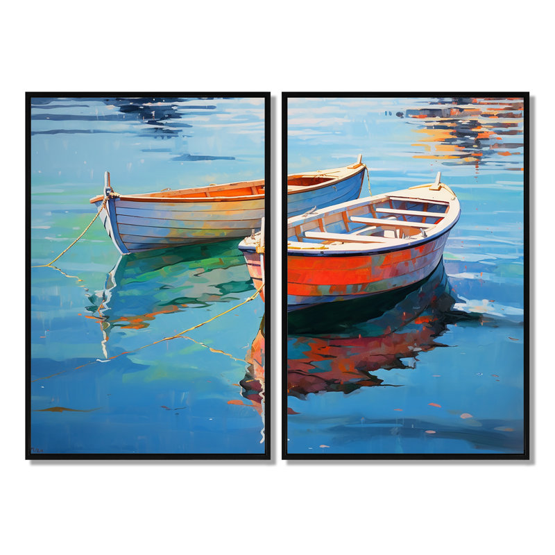«Boat Harmonic Waters - Transport Boat», reproduction d'art sur toile, Noir, H 36 po x l 48 po