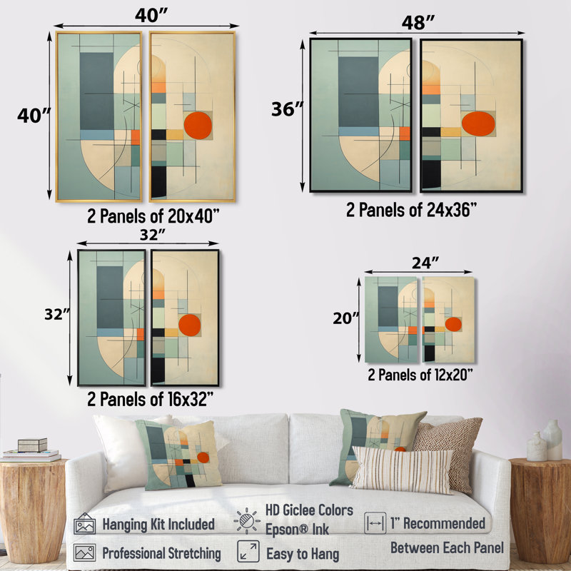 «Serendipity Abstract Mid-Century Geometrics II», art mural moderne bleu, H 32 po x l 32 po, Impression encadrée flottante