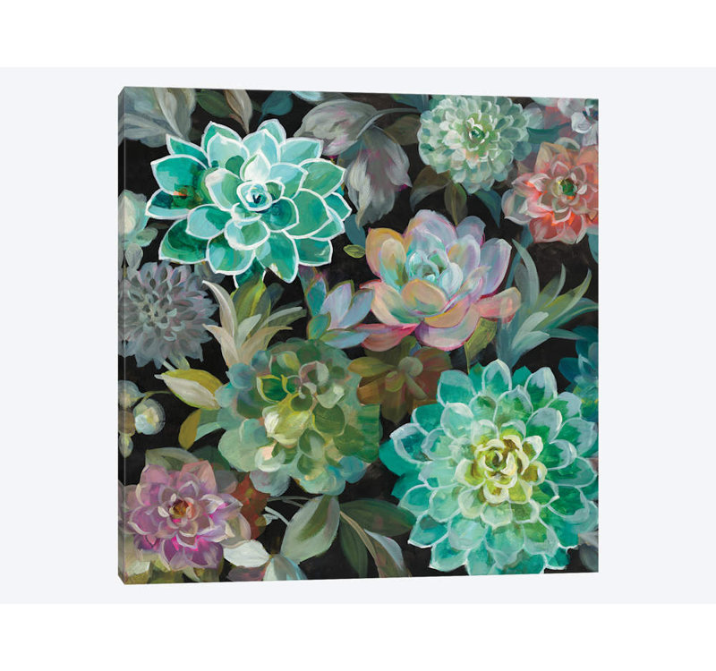 «Floral Succulents In Zoom» par Danhui Nai, reproduction d'art sur toile, H 18 po x l 18 po x P 1,5 po