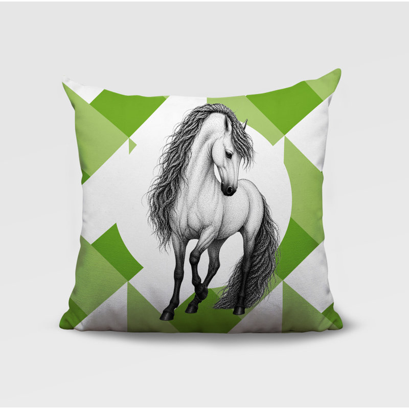 Coussin réversible Horse, 20 x 20, Vert printanier