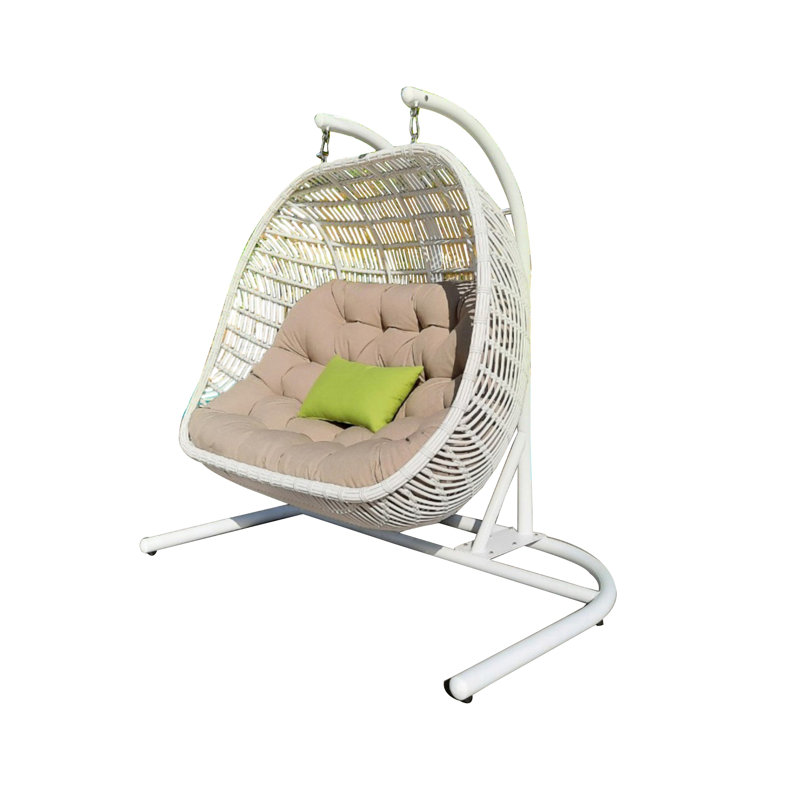 Causeuse pivotante d'extérieur 69 po avec siège en rotin Sia, Brun / vert