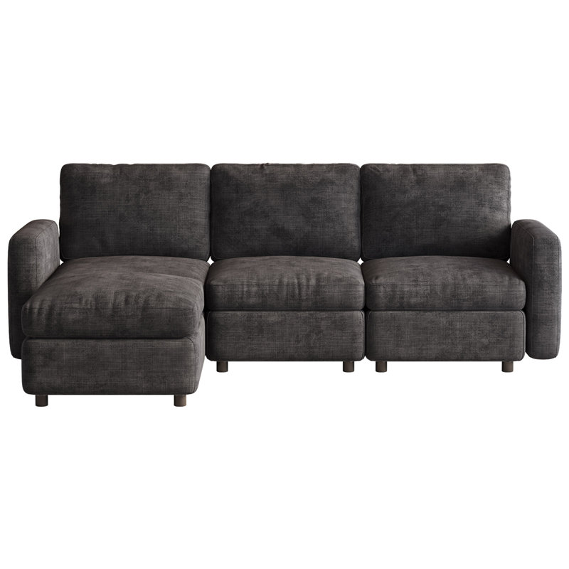Corner Sectional, 85cm H × 229cm W × 145cm D, 4, Dark Grey
