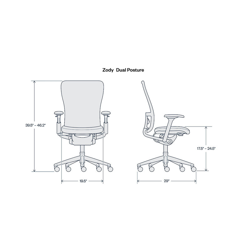 Haworth Zody Digital Knit Office Chair - Dual Posture with Lumbar Support, Iron