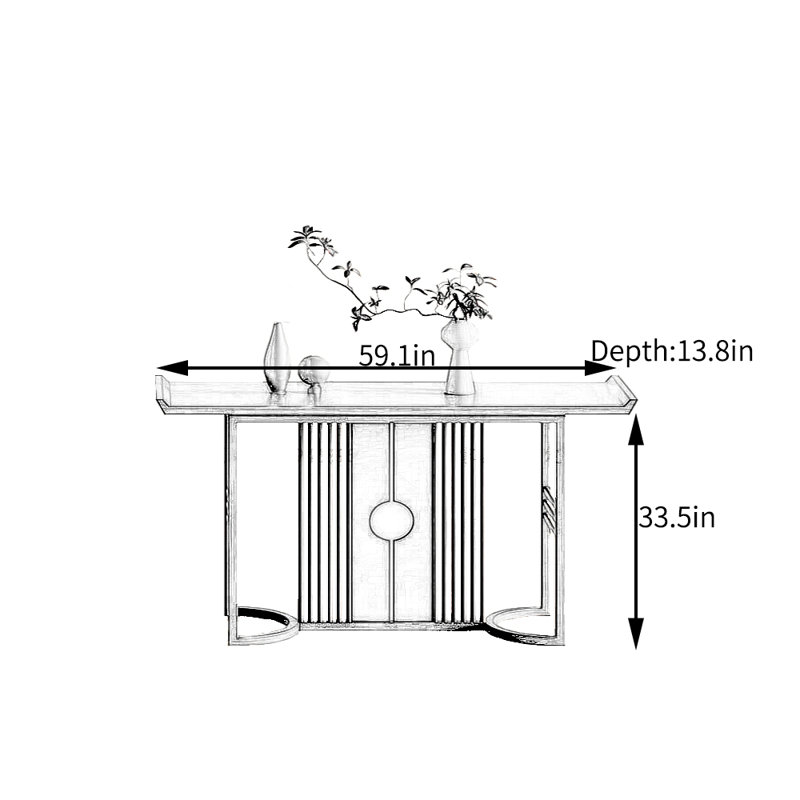 Nouvelle table d'entrée de style chinois, H 33,5 po x l 59,1 po x P 13,8 po